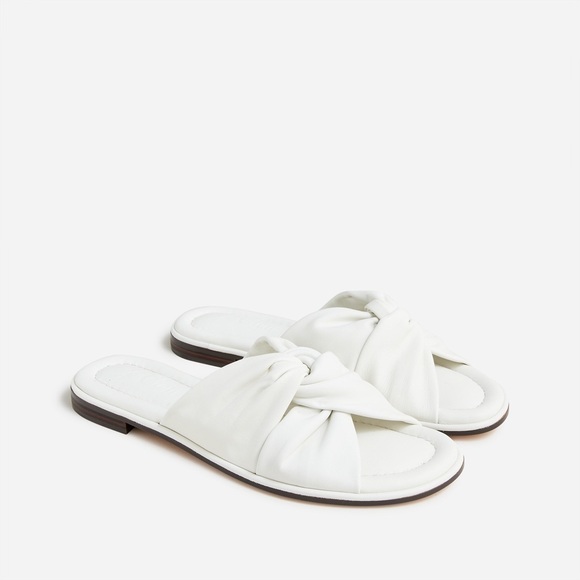 J. Crew Menorca padded twist-knot sandals slides in leather ivory - Picture 2 of 8